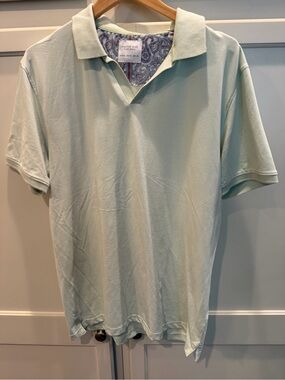 Cactus Men's Mint Green Polo with Open V Collar